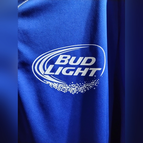 Bud Light Shirt Mens 2XL Blue Baseball Jersey Anheuser Busch Beer Brewery Merch - Picture 2 of 12